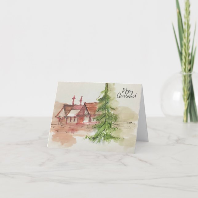 Carte De Remerciements Dessin d'aquarelle original (Devant)