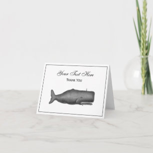 Carte De Remerciements Dessin de baleine du XIXe siècle vintage N