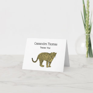 Carte De Remerciements Dessin de chat tacheté vintage léopard guépard