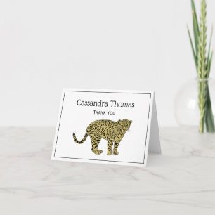 Carte De Remerciements Dessin de chat tacheté vintage léopard guépard