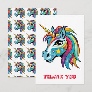 Carte De Remerciements Dessin graphique unicorne mignon