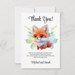 Carte De Remerciements Dessin mignon de renard animaux de la forêt amis d