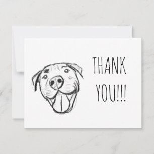 Carte De Remerciements dessin pitbull simple amoureux des chiens noir bla