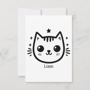 Carte De Remerciements Dessin pour enfants Noir et blanc Minimaliste