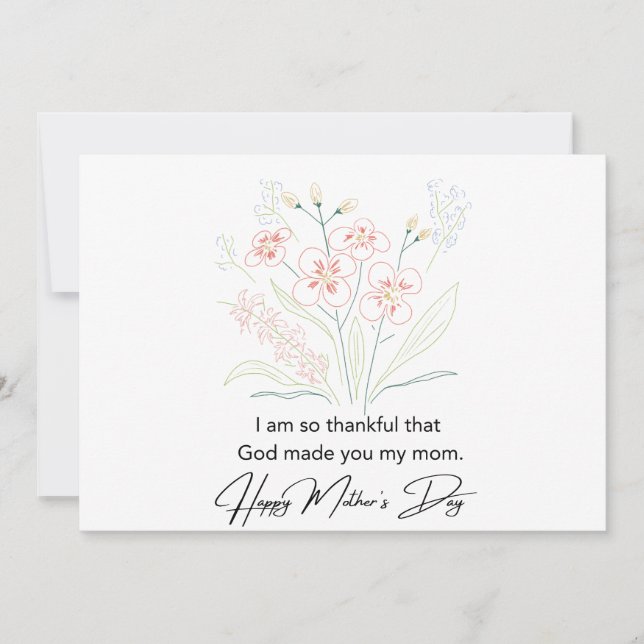 Carte De Remerciements Dessin simple des fleurs de la fête des mères (Devant)