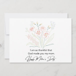 Carte De Remerciements Dessin simple des fleurs de la fête des mères