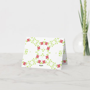 Carte De Remerciements dessin symétrique de fleur rouge et de vigne verte