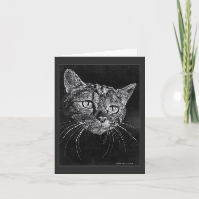 Carte De Remerciements Dessin Visage De Chat Par Mark Edward Westerfield (Devant)