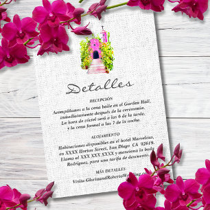Carte De Remerciements Détails de mariage de la chapelle rose en aquarell