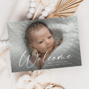 Carte De Remerciements Détails de naissance de photo de bébé de bienvenue