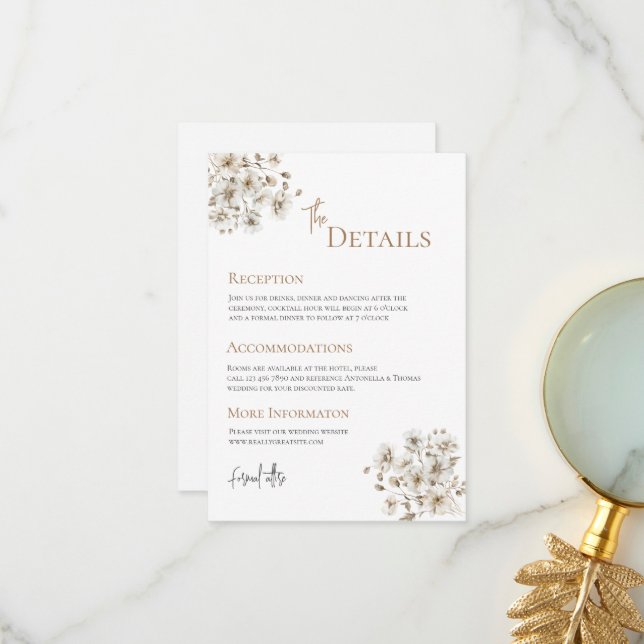 Carte De Remerciements Détails du Mariage Boho (Devant/Arrière en situation)