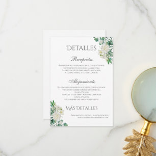 Carte De Remerciements Détails du Mariage Floral Vert Sage en espagnol