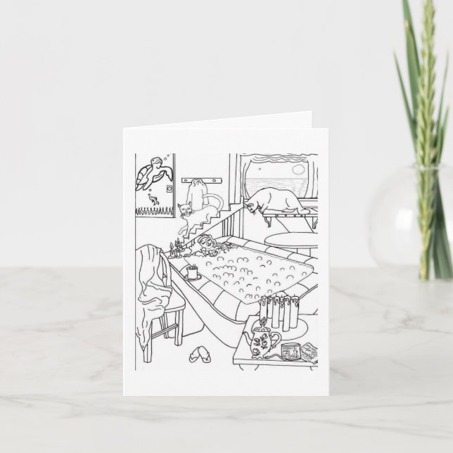 Carte De Remerciements Détente Avec Chats 🐈 🐈 ‍ ⬛ (Devant)
