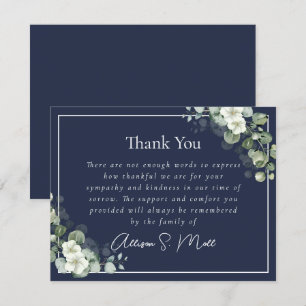 Carte De Remerciements Deuil funéraire Eucalyptus Bleu
