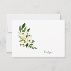 Carte De Remerciements Deuil Funéraire Floral Blanc Moderne