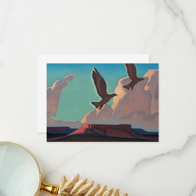 Carte De Remerciements Deux aigles par Maynard Dixon (Devant/Arrière en situation)