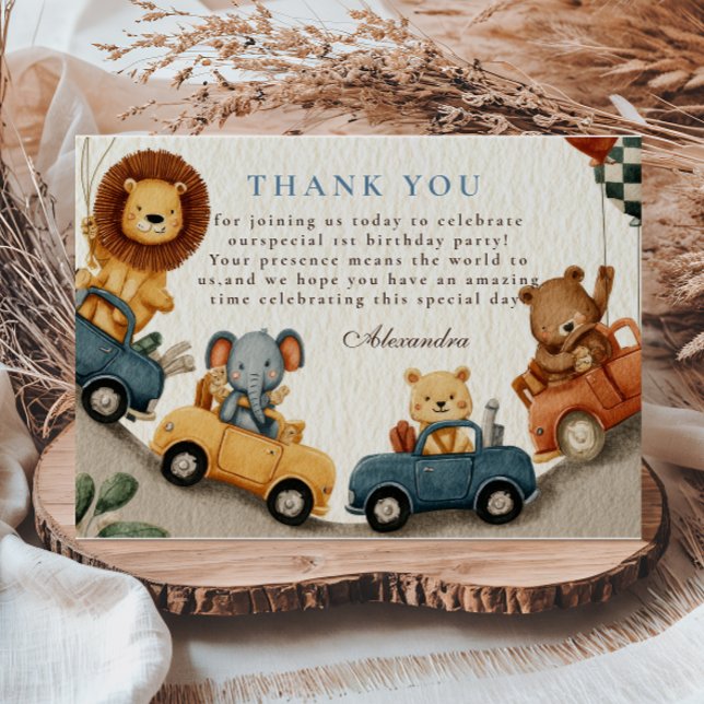 Carte De Remerciements Deux Animaux Safari Fast 2e anniversaire (Créateur téléchargé)