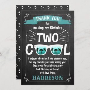 Carte De Remerciements Deux Cool Chalkboard Boys 2e anniversaire