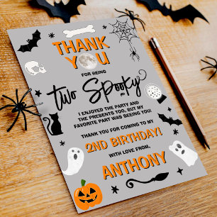Carte De Remerciements Deux effrayants ! Anniversaire des 2 ans Halloween