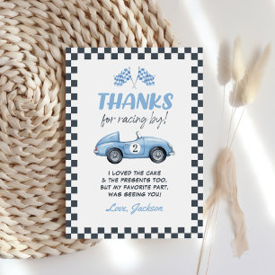 Carte De Remerciements Deux Fast Blue Race Car 2e anniversaire