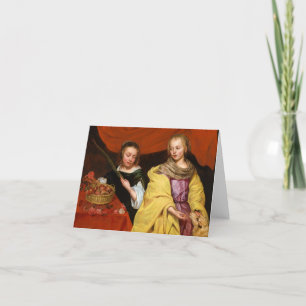 Carte De Remerciements Deux filles comme Saint Agnes et Saint Dorothea