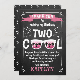 Carte De Remerciements Deux filles Cool en tableau noir 2e anniversaire