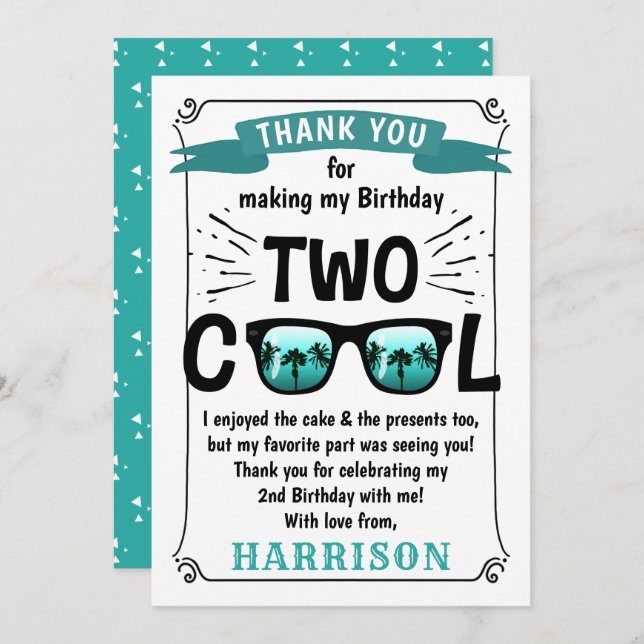 Carte De Remerciements Deux garçons Cool 2e anniversaire (Devant / Derrière)