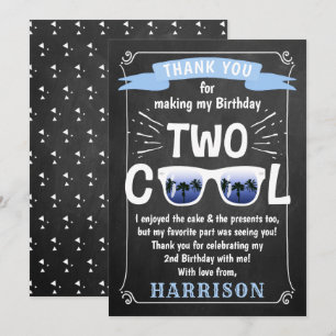 Carte De Remerciements Deux garçons cool à l'ardoise pour leur 2e anniver