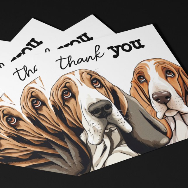 Carte De Remerciements Deux Jolies faces Basset Hound (Customize these cute basset hound thank you cards on the front and on the back. Sweet hound faces! )