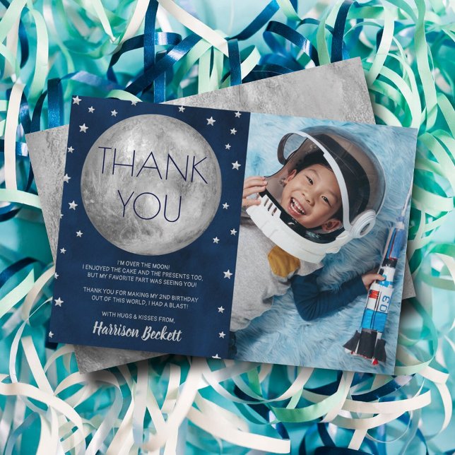 Carte De Remerciements Deux La Lune 2e photo d'anniversaire (Créateur téléchargé)