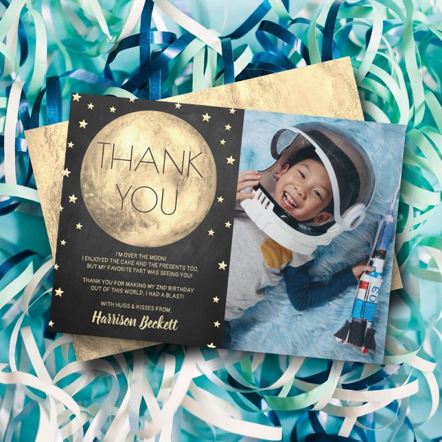 Carte De Remerciements Deux La Lune 2e photo d'anniversaire (Créateur téléchargé)