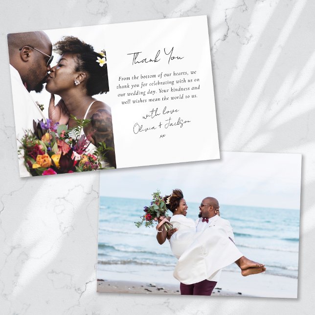 Carte De Remerciements Deux Mariage photo moderne (Créateur téléchargé)