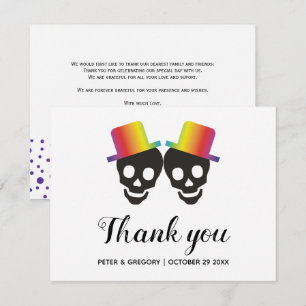 Carte De Remerciements Deux mariés et confettis mariage gay