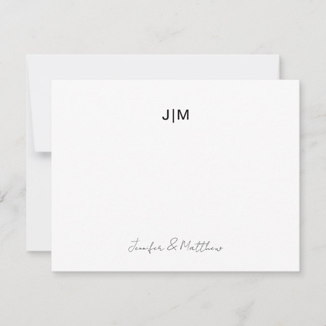 Carte De Remerciements Deux Monogrammes initiaux Black Couple papeterie (Devant)