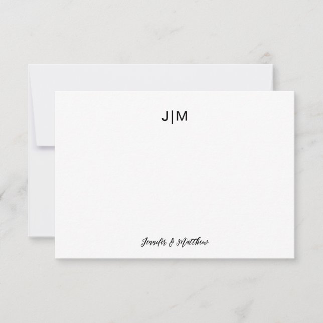 Carte De Remerciements Deux Monogrammes initiaux Black Couple papeterie (Devant)