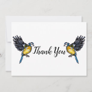 Carte De Remerciements Deux Petits Oiseaux Bleus