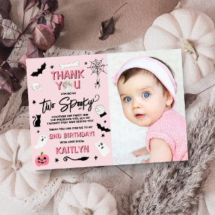 Carte De Remerciements Deux Spooky! Filles Halloween 2ème anniversaire Ph
