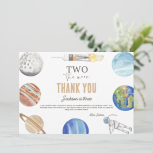 Carte De Remerciements Deux vers la Lune   Décor pour le 2e anniversaire 
