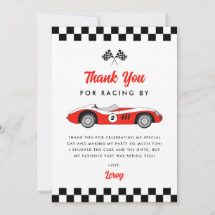 Carte De Remerciements Deux voitures de course vintage rouges rapides pou