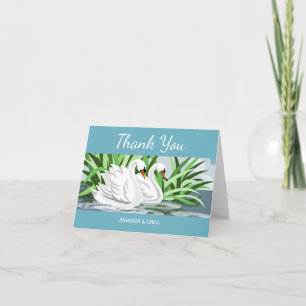 Carte De Remerciements Deux White Swan Wedding Thank