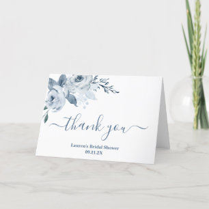 Carte De Remerciements Déversoir de mariage floral bleu poussiéreux