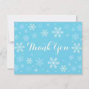 Carte de remerciements d'hiver Blue Snowflakes