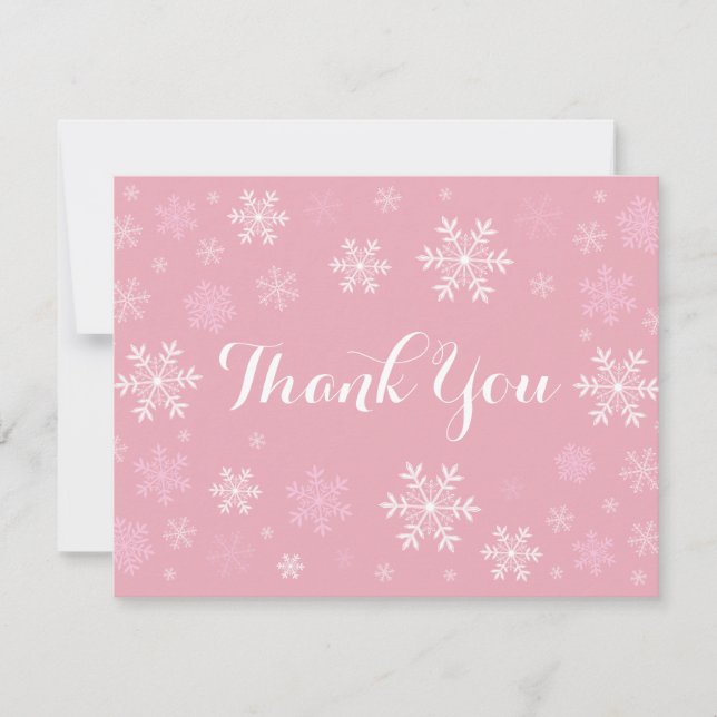 Carte de remerciements d'hiver de Pink Snowflakes (Devant)