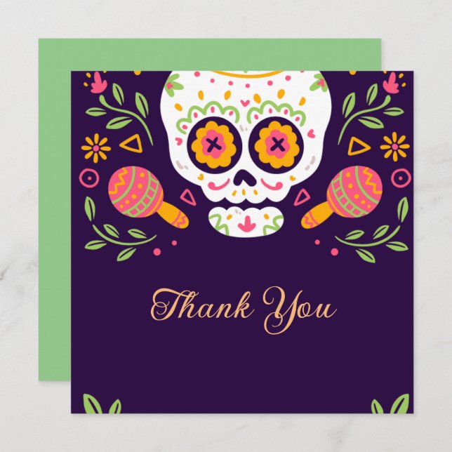 Carte De Remerciements Dia De Los Muertos (Devant / Derrière)