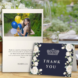 Carte De Remerciements Diadème de robe de princesse bleu royal pour photo