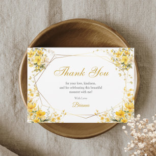 Carte De Remerciements Diadème Fleur de Papillon Jaune Doré Quinceañera
