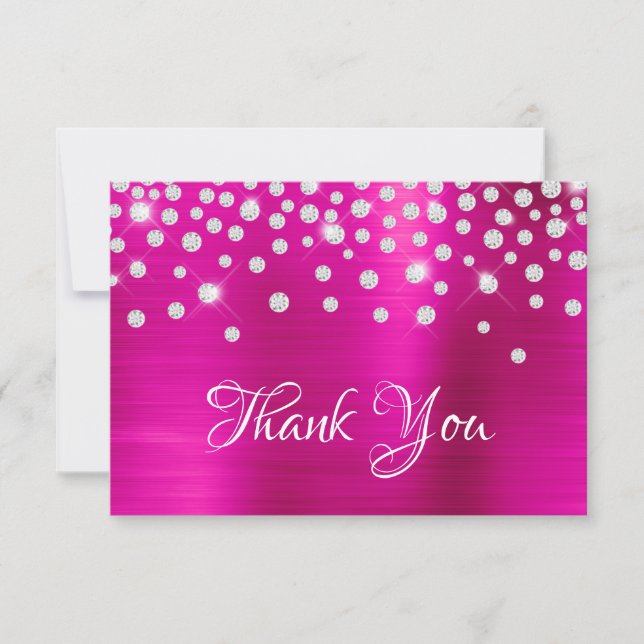 Carte De Remerciements Diamant Confetti brillant rose Hot Satin Ombre Foi (Devant)