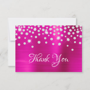 Carte De Remerciements Diamant Confetti brillant rose Hot Satin Ombre Foi