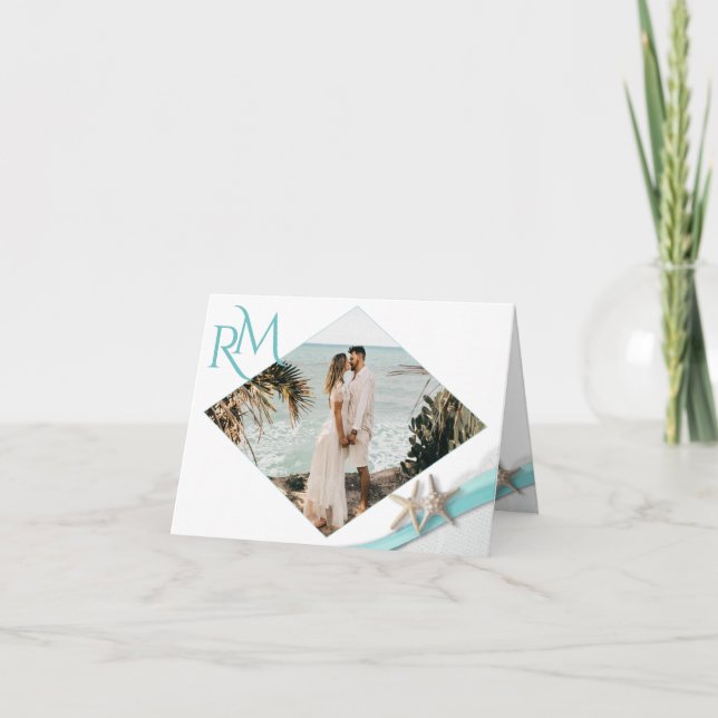 Carte De Remerciements Diamant de ruban de Starfish avec photo (Devant)