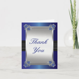 Carte De Remerciements Diamants Élégants 65e Anniversaire Blue Spinel